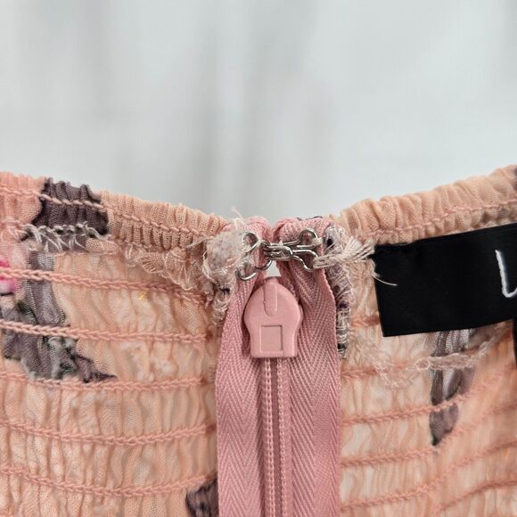 NEW NWT Lulu’s Tea Party Chic Pink Floral Print Tie-Strap Tiered Midi Dress S - Picture 11 of 11